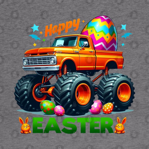 Kids Boys Happy Easter Monster Truck Easter Eggs by BukovskyART